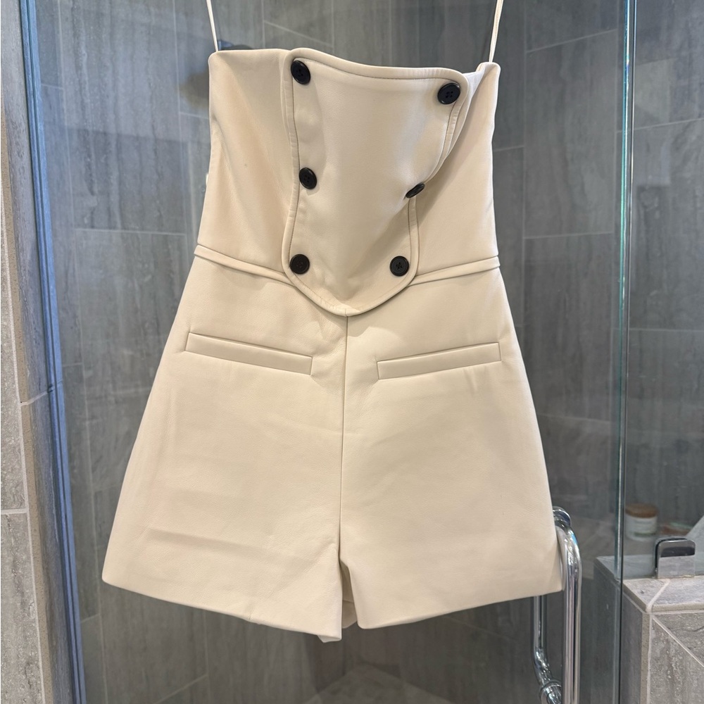 Alexis Women's Leather Cream Romper